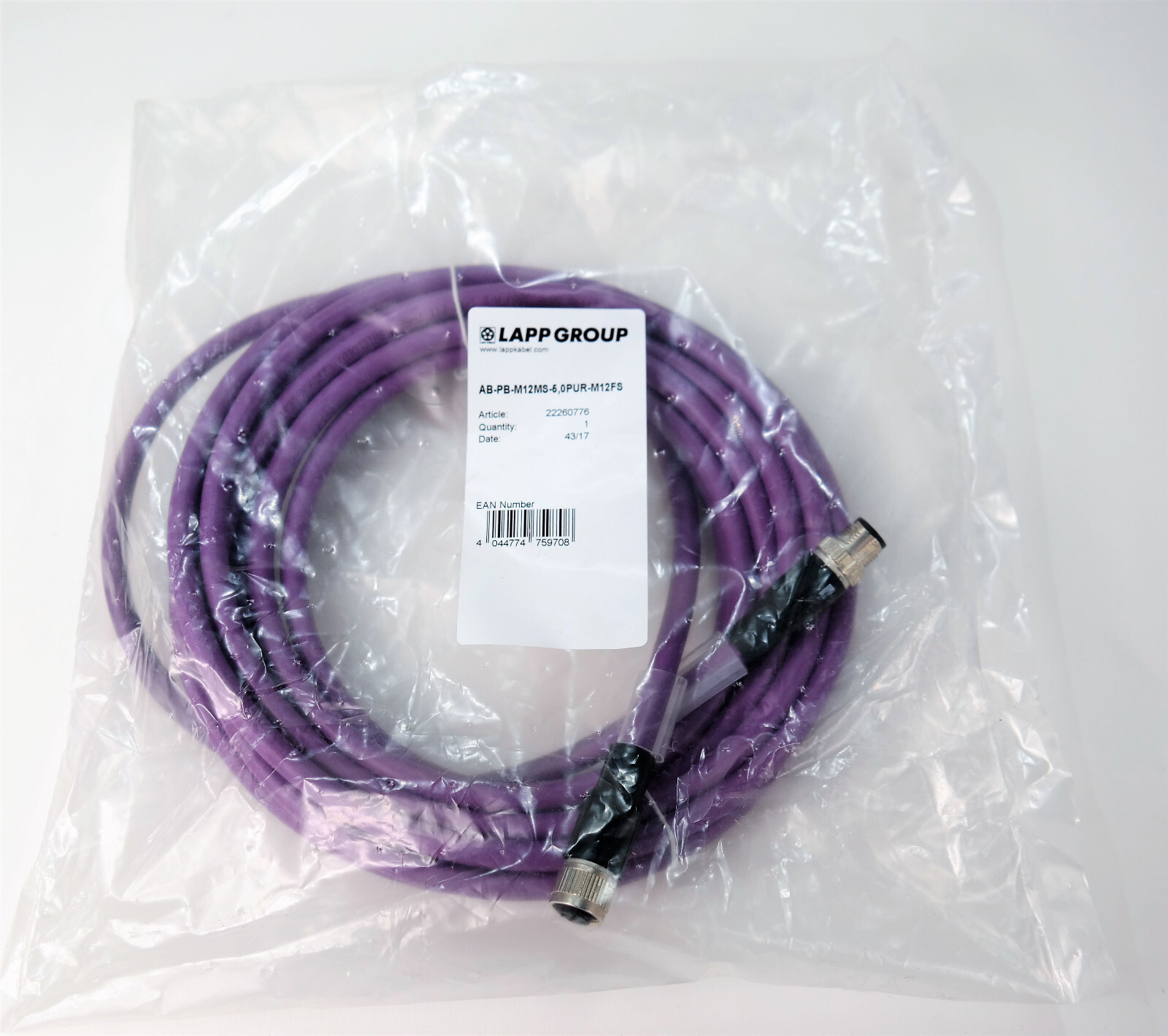 Lapp Group AB-PB-M12MS-5,0PUR-M12FS Sensor Cable 5m