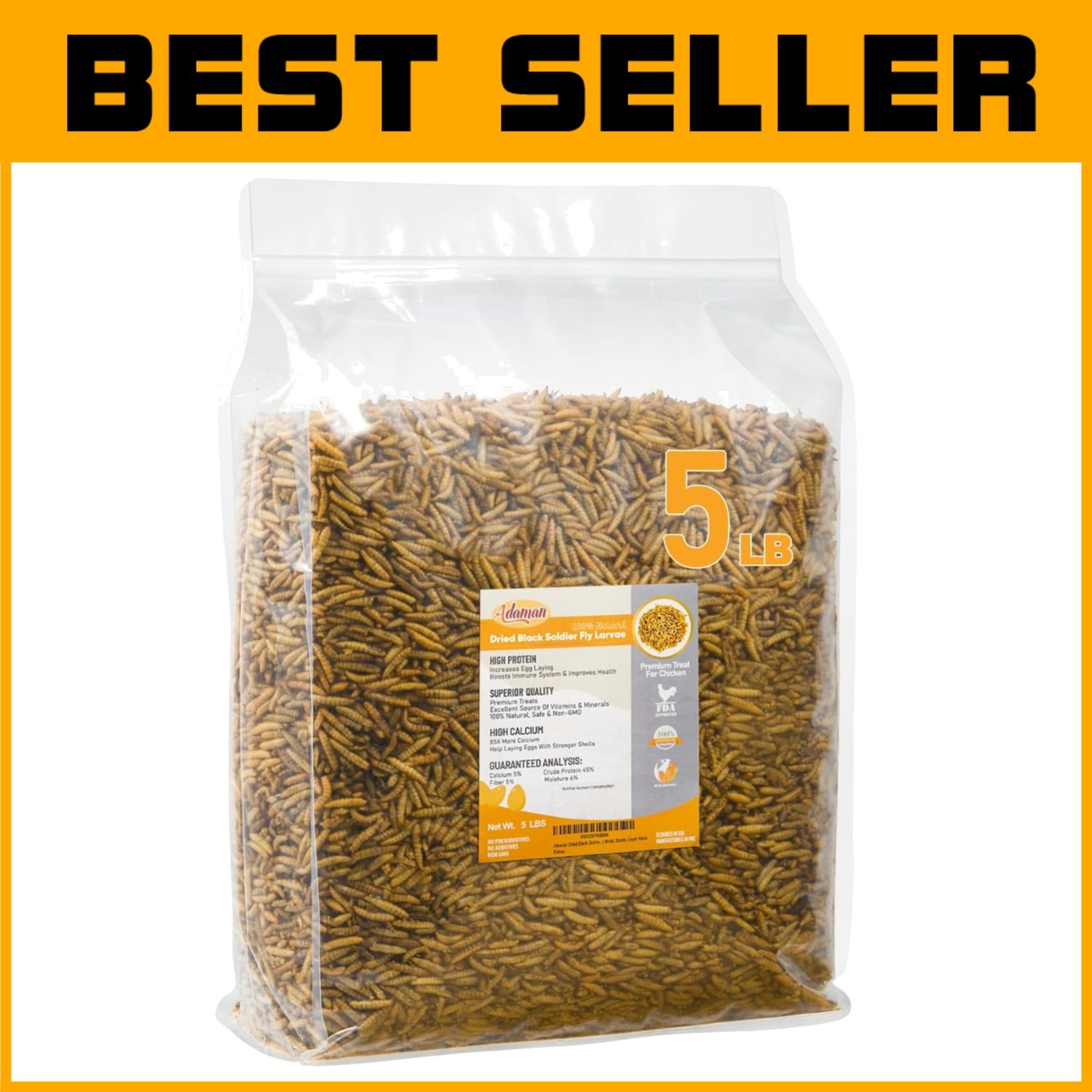 Energy-Packed BSF Larvae 5 lbs - Immune Support for Chickens