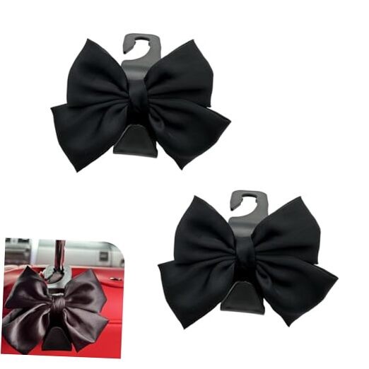 2 PCS Car Purse Hook, Cute Bow Seat Headrest Hooks, Automotive Interior 