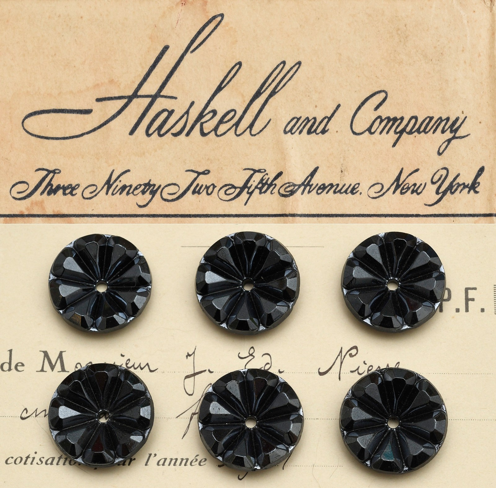 4 Vintage Miriam Haskell Black Hematite Glass Flower Beads Necklace Jewelry Part