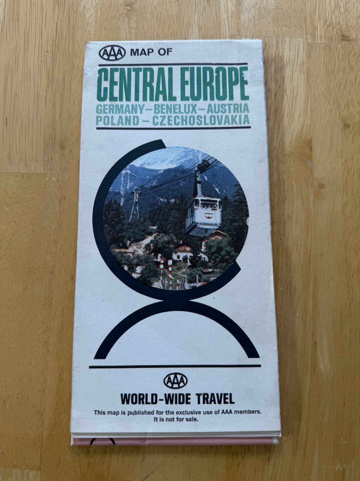 Vintage AAA Map Of Central Europe Germany Benelux Austria Poland Czechoslovakia