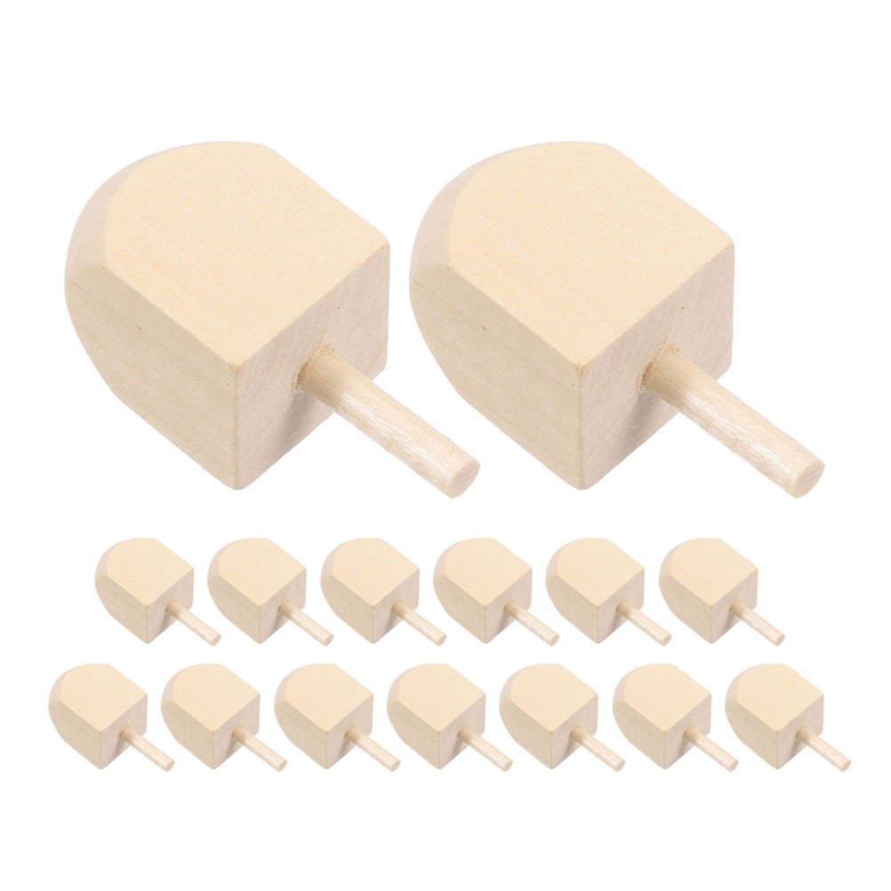 15 Pcs Decorative Dreidel Wood Craft Dreidels Handmade Wooden Tops