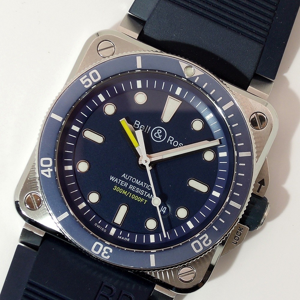 Bell & Ross BR03-92 Diver Blue Automatic Date 42mm Steel 300m Full Set Watch