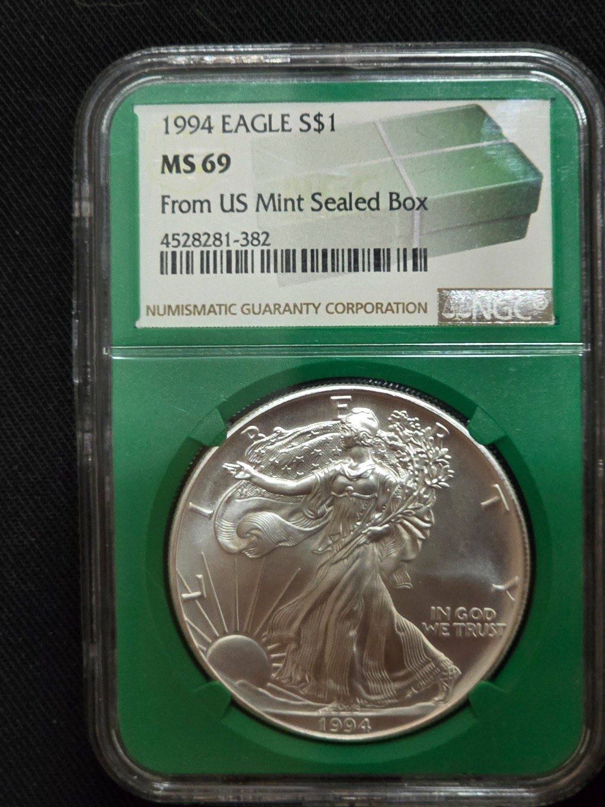 1994 american silver eagle NGC ms69 from US mint sealed box key date green slab 