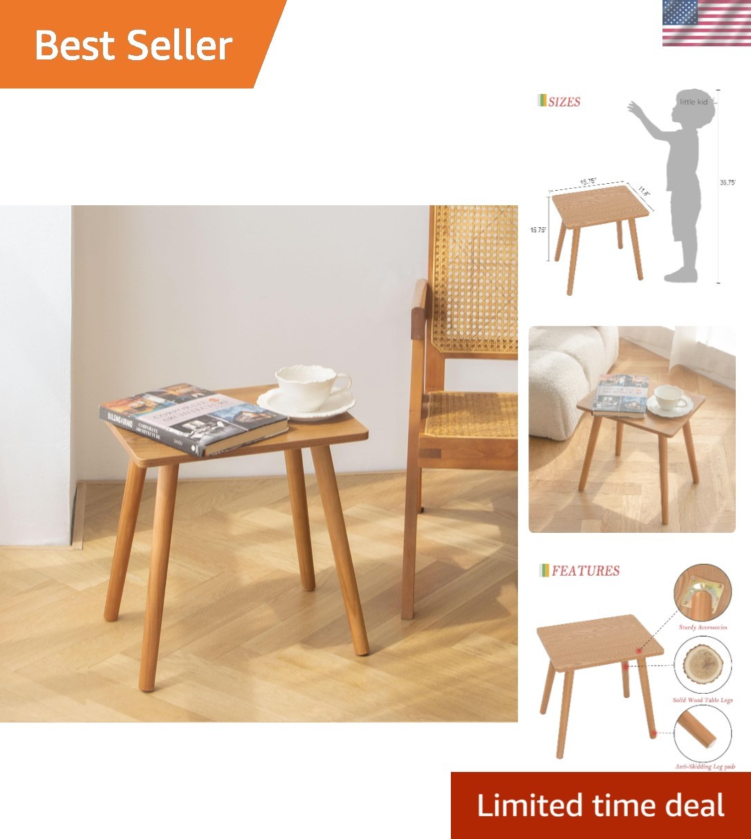 Versatile Mid Century Nightstand - Modern Side Table for Living Room & Bedroom