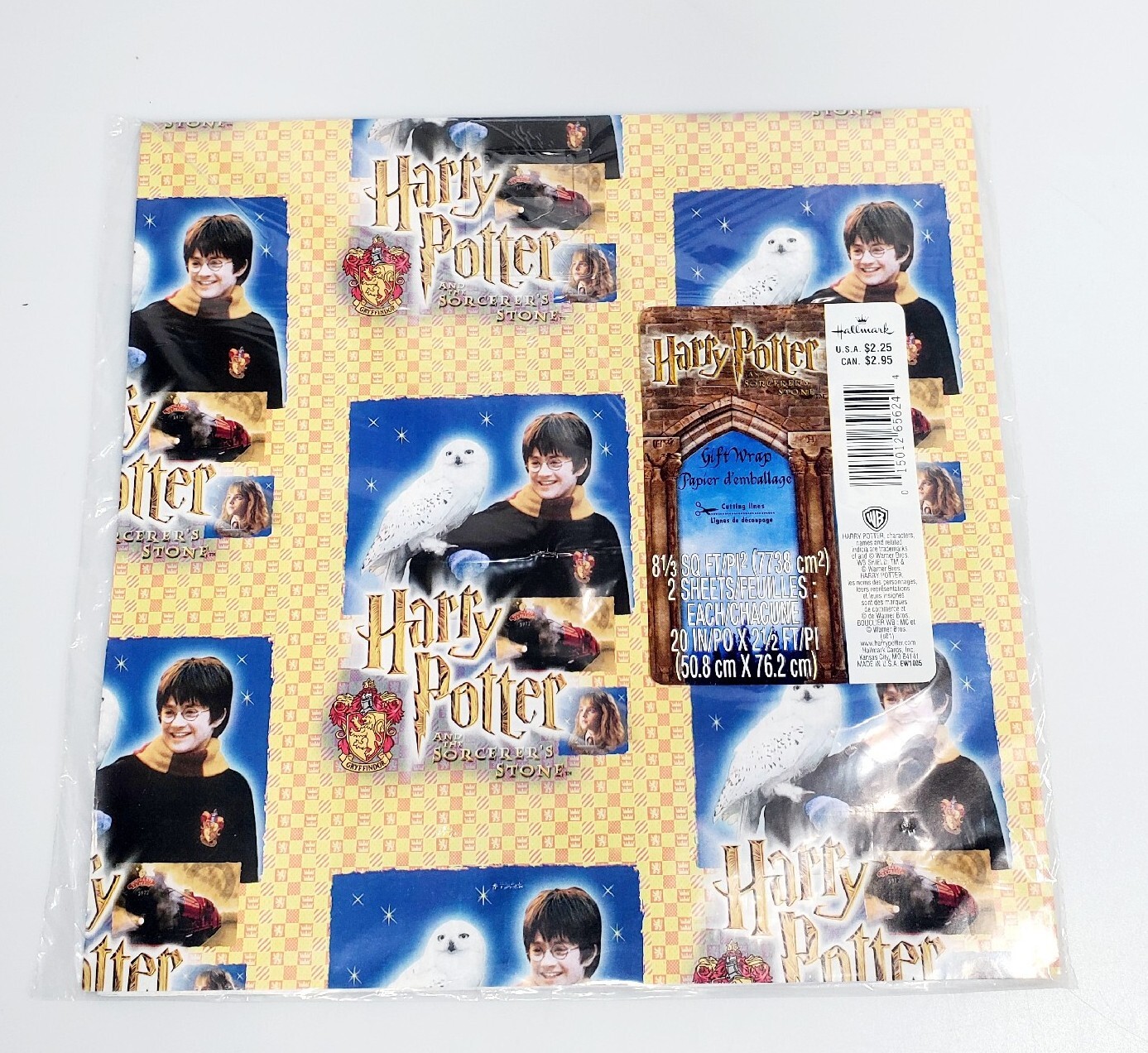 Harry Potter And The Sorcerers Stone Gift Wrap NEW Vintage Hedwig 2 Sheets
