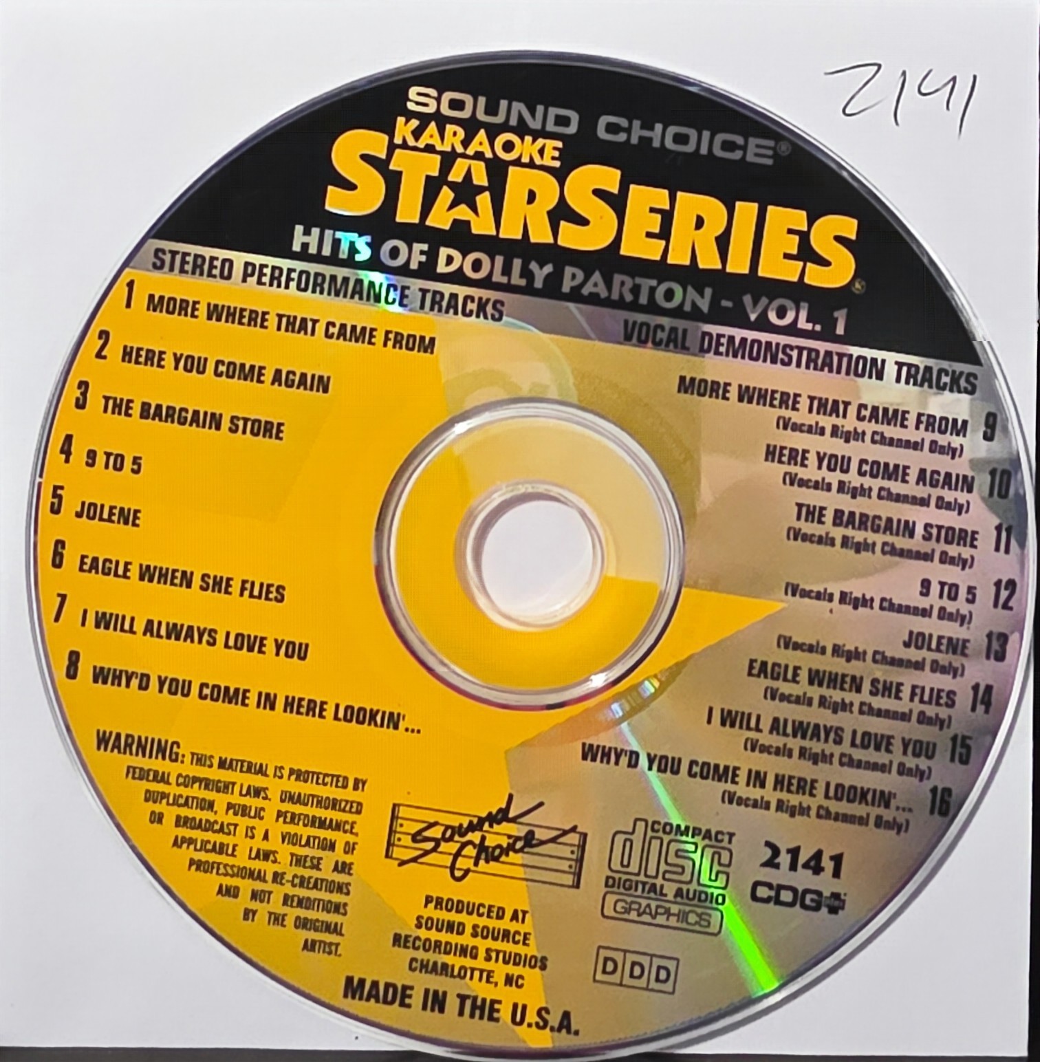 SC2141 DOLLY PARTON   SOUND CHOICE KARAOKE CDG  LOT LONG DRIVE