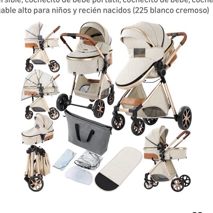 Convertible Reversible Portable Baby Stroller Cream White 2 en 1-225