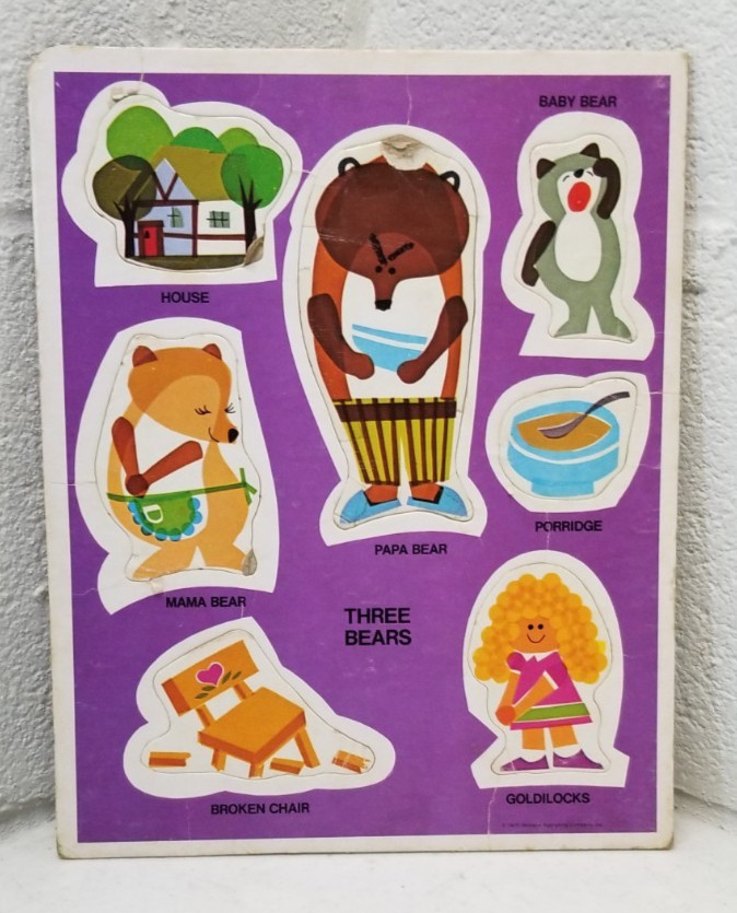 1972 Vintage Tray Childrens Puzzle Three Bears Western Publishing Co B1