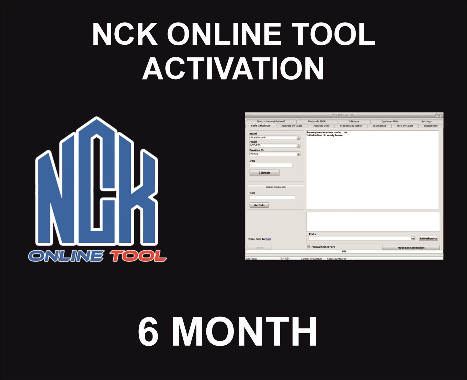 Nck Online Tool Activation Pack, 6 Months Package