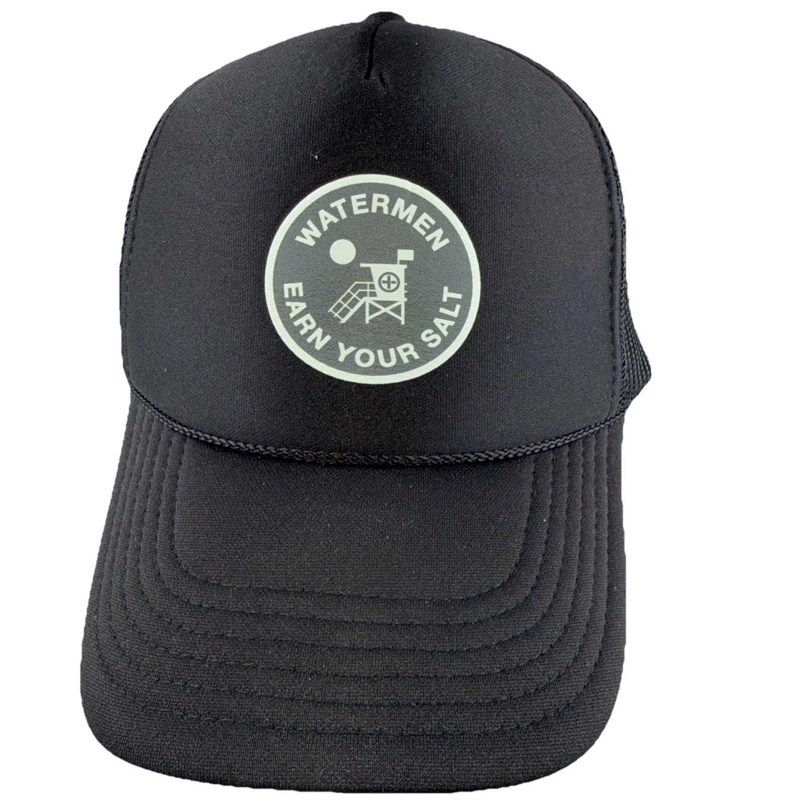 WATERMEN Earn your Salt w Lifeguard stand Black Foam Hat Cap Snapback OTTO