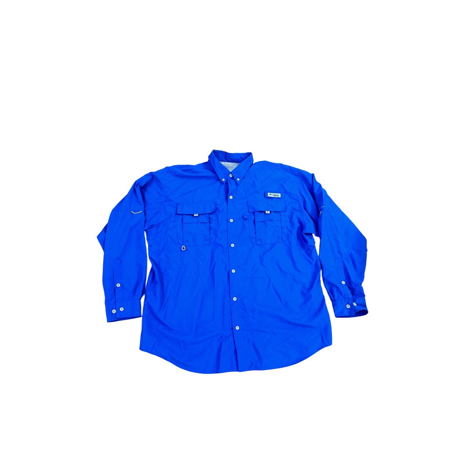 Columbia Men's Long Sleeve Fishing Shirt Blue PFG Vented Sun Protection Size XL