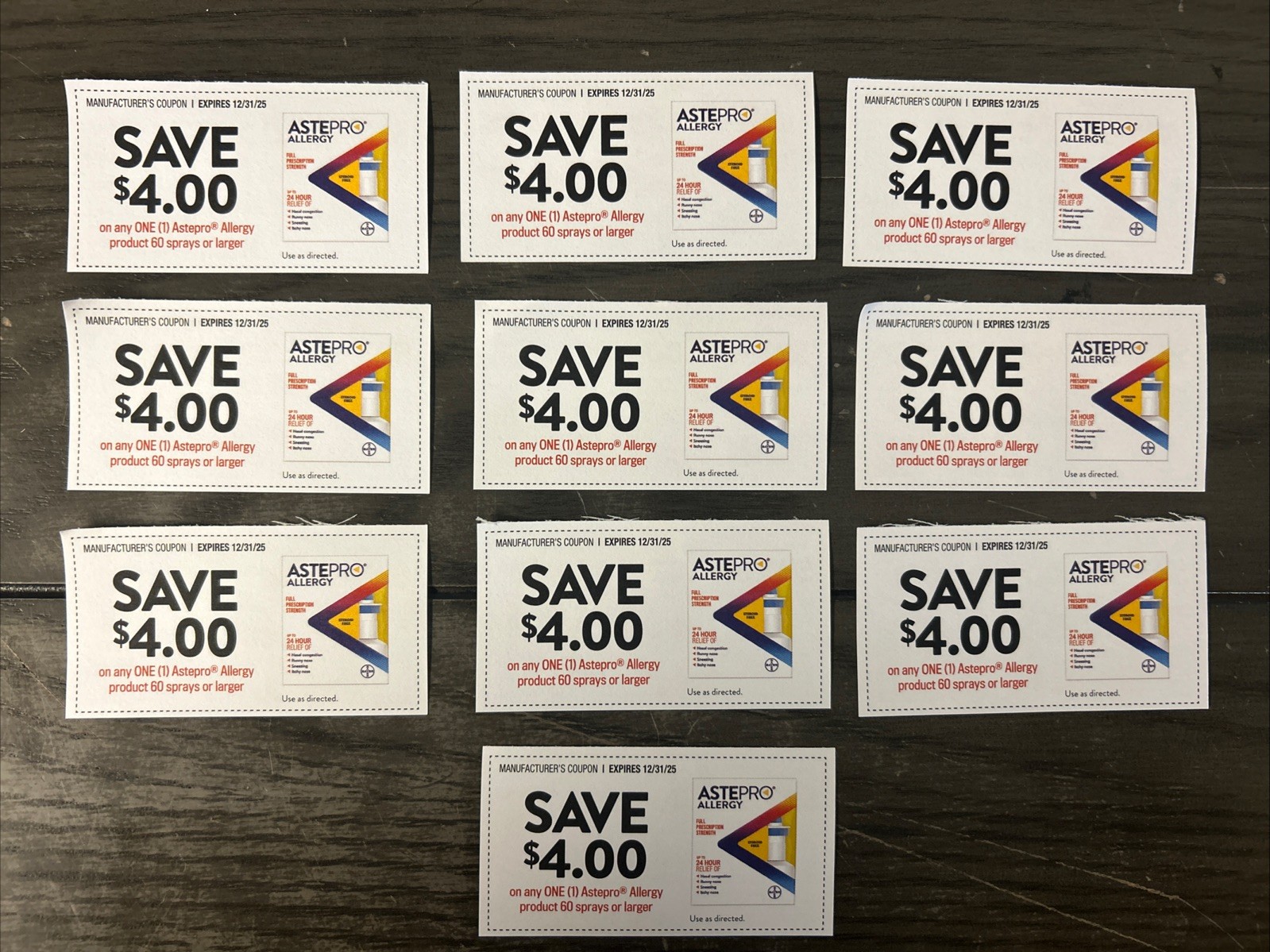 Astepro Allergy Manufacture Coupon $4 Each X10 ~ $40 Value For $15