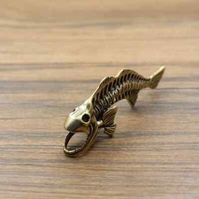 Brass Hollowed Out Fish Bone Personalized Charm Vintage Pendant Car Keychain