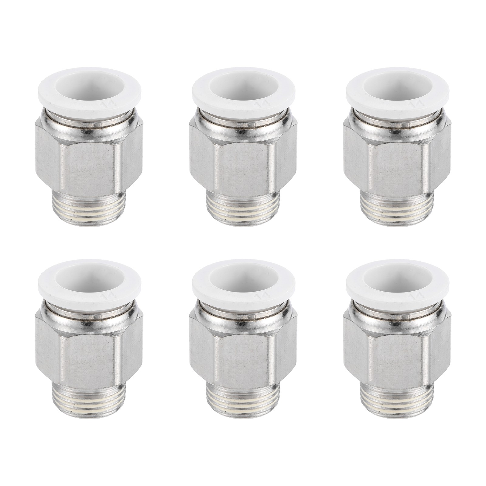 6Pcs Pneumatic Fitting, 14mm Tube OD x 3/8" PT Push to Connect Pneumatic Fitting