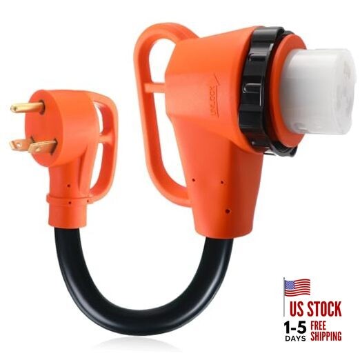  30 Amp to 50 Amp RV Locking Adapter Cord Compatible with NEMA TT-30P Male to 