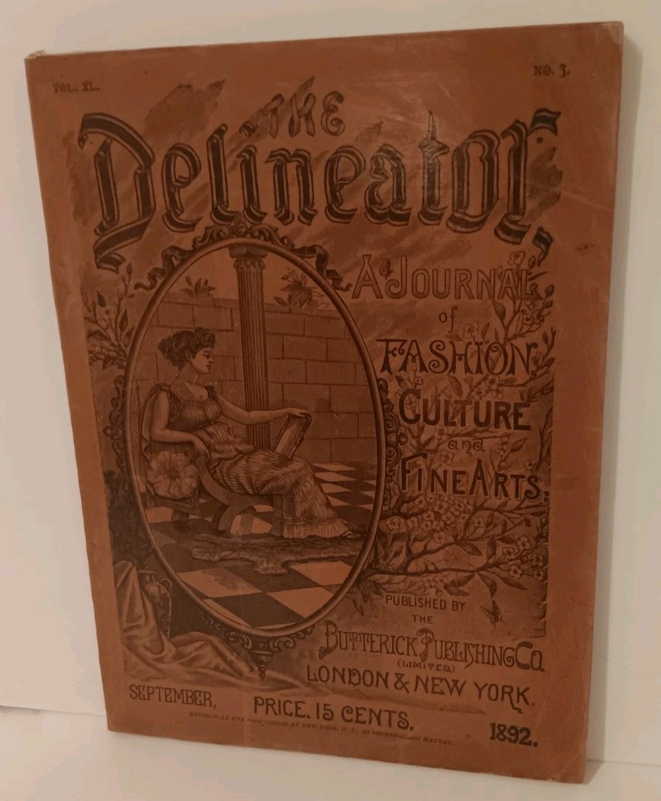 Antique The Delineator Magazine Butterick Publishing 1892 Victorian Fashion Hats
