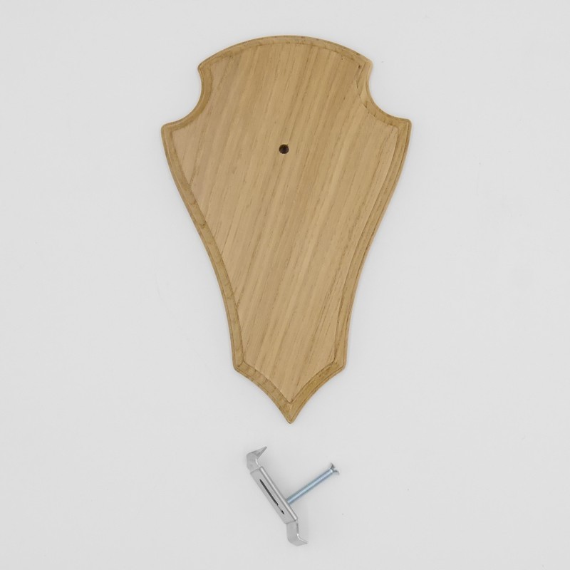 1 Piece Deer Trophy Shield Pointed Light Oak Large AF 22Cm X 13Cm 1X Antler Clip