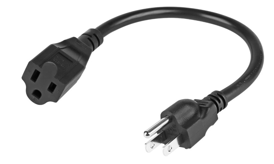 1.5 Feet 1875W 15A Heavy Duty Extension Cord Outlet Saver 3-Prong 14 AWG Short P