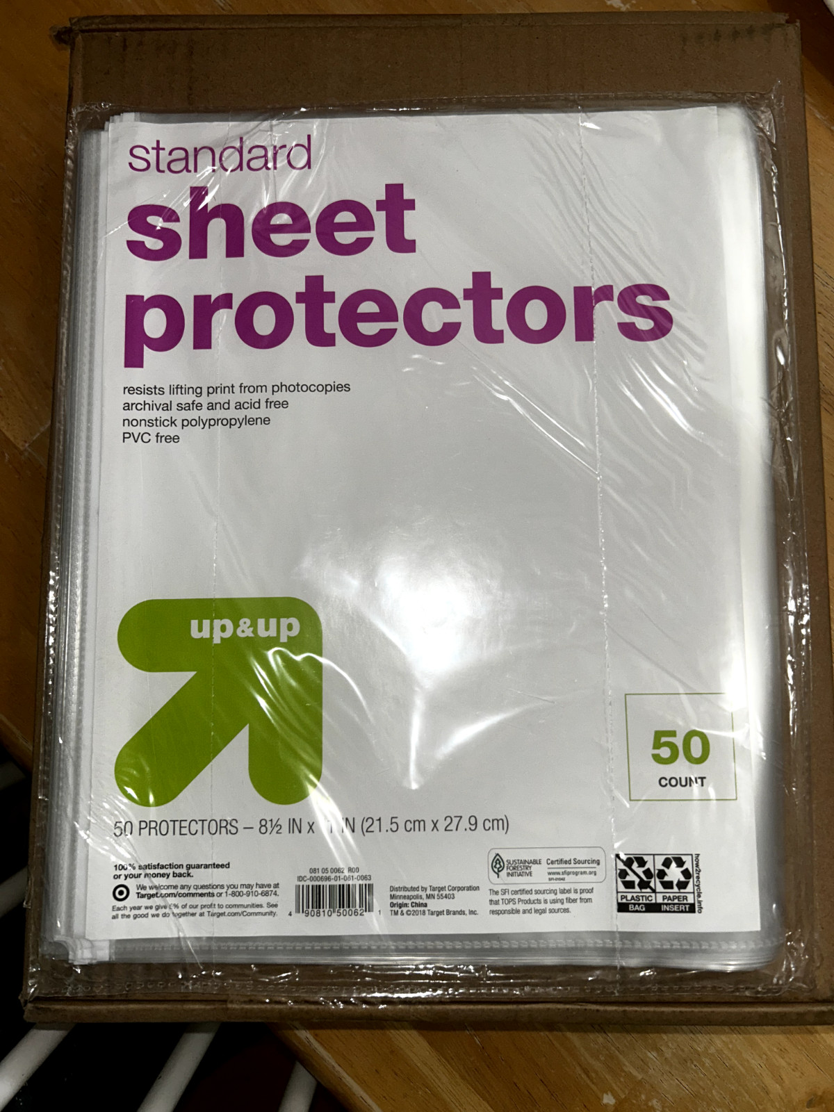 up & up standard sheet protectors 8.5 x 11  