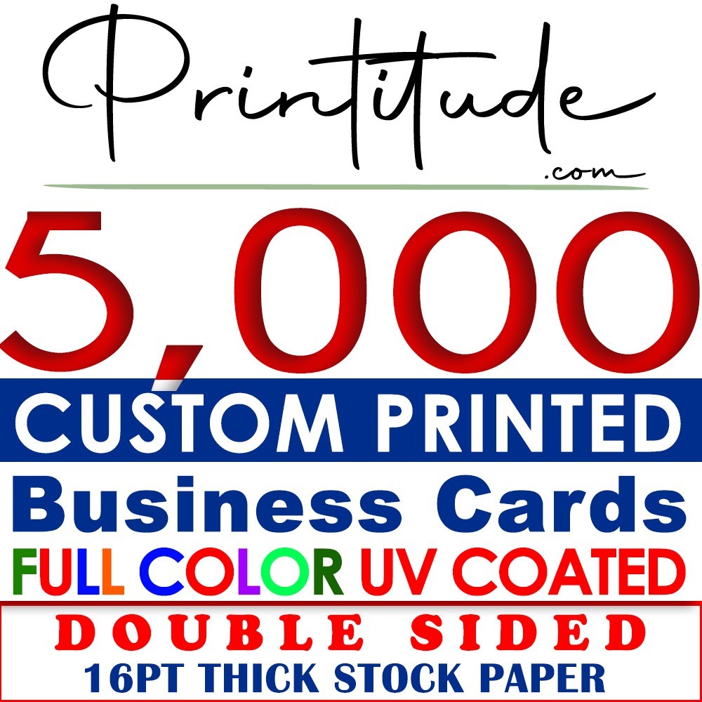Personalized BUSINESS CARDS 5000 2 SIDED 16PT UV Gloss Offset PRINTED Full Color