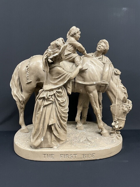 JOHN ROGERS STATUE GROUP –THE FIRST RIDE –1888 –ORIGINAL PAINT -HORSE EQUESTRIAN