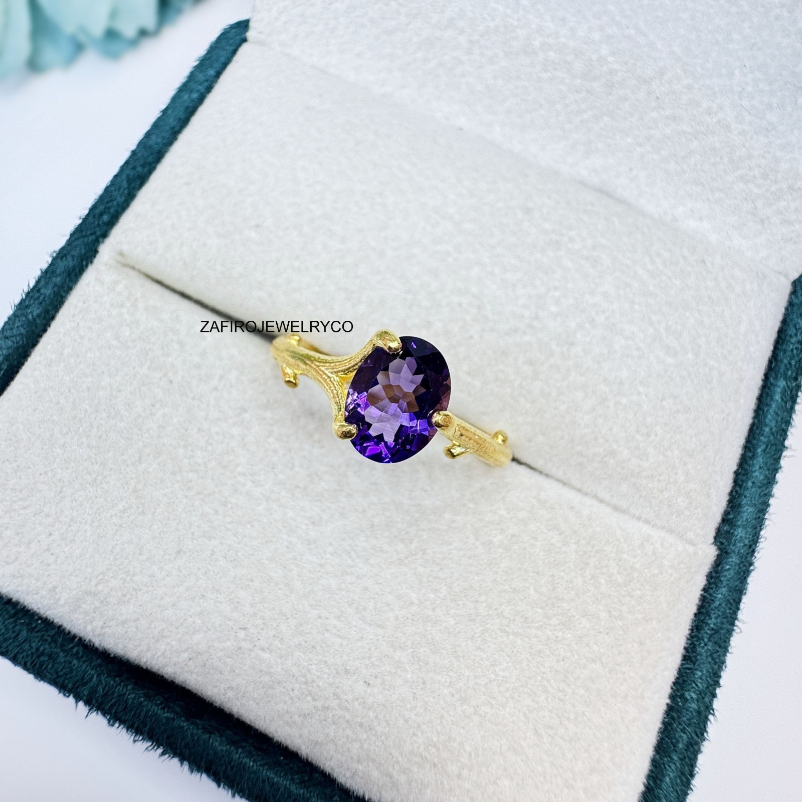 Natural Amethyst Ring, Stackable Ring, February Birthstone, 925 Sterling Silver