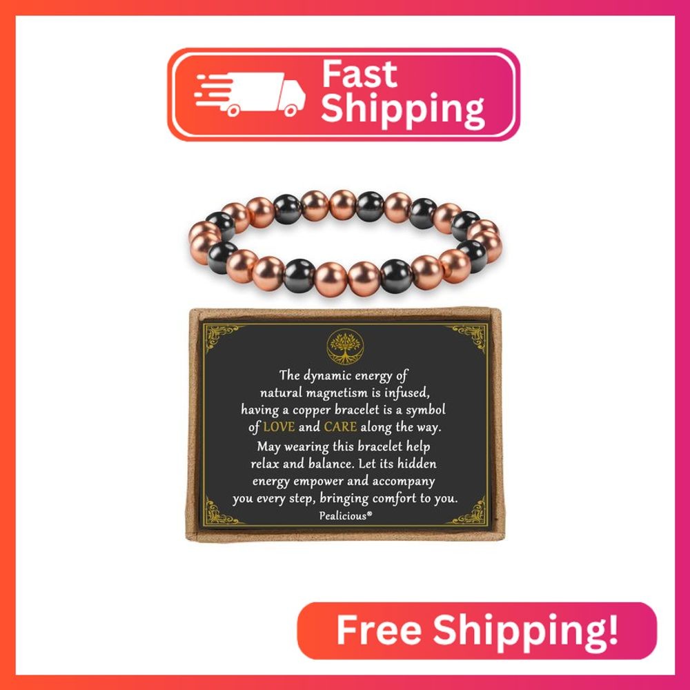 PEALICIOUS Copper Bracelet for Women and Men, 8MM Copper Magnetic Bracelet with 