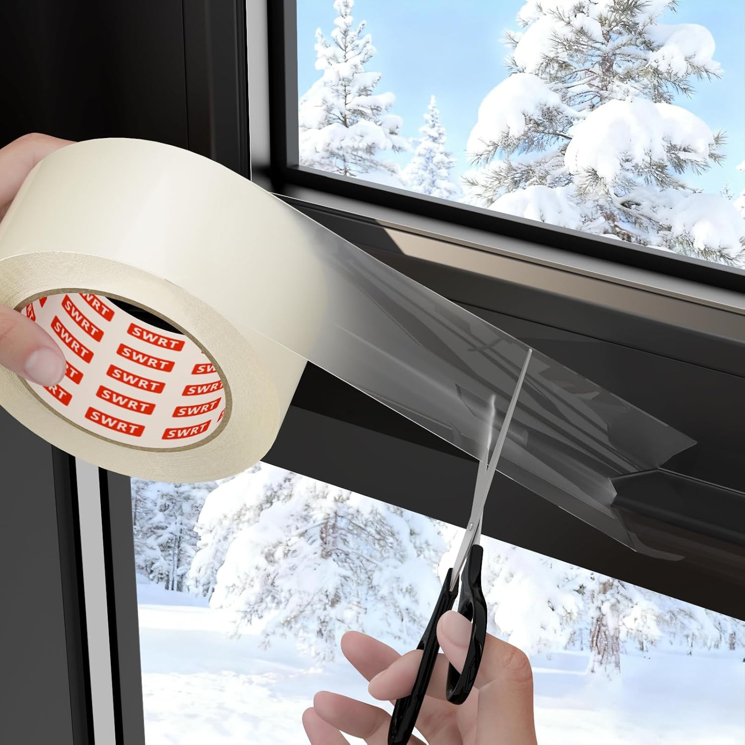 2”x 30 YD 8 Mil Heavy Duty Transparent Window Weather Sealing Tape, No Residue W