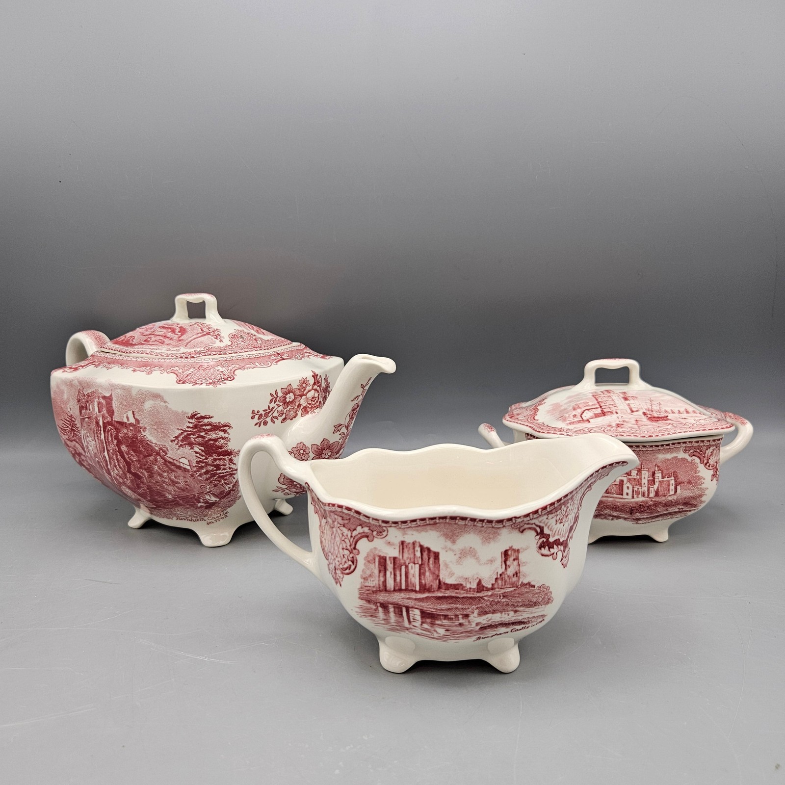 Set of 3 Vintage Johnson Brothers "Old Britain Castles Tea Service Set"