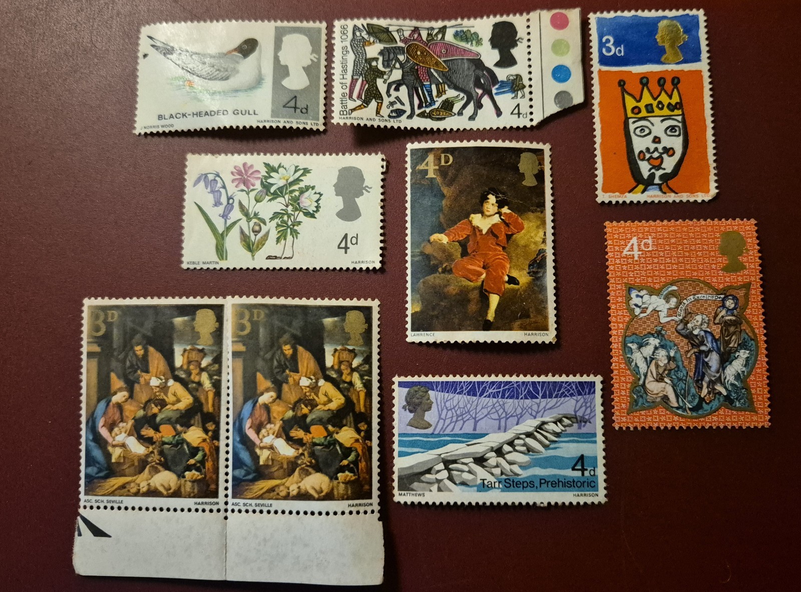 Nine British 1960's Stamps - Unfranked
