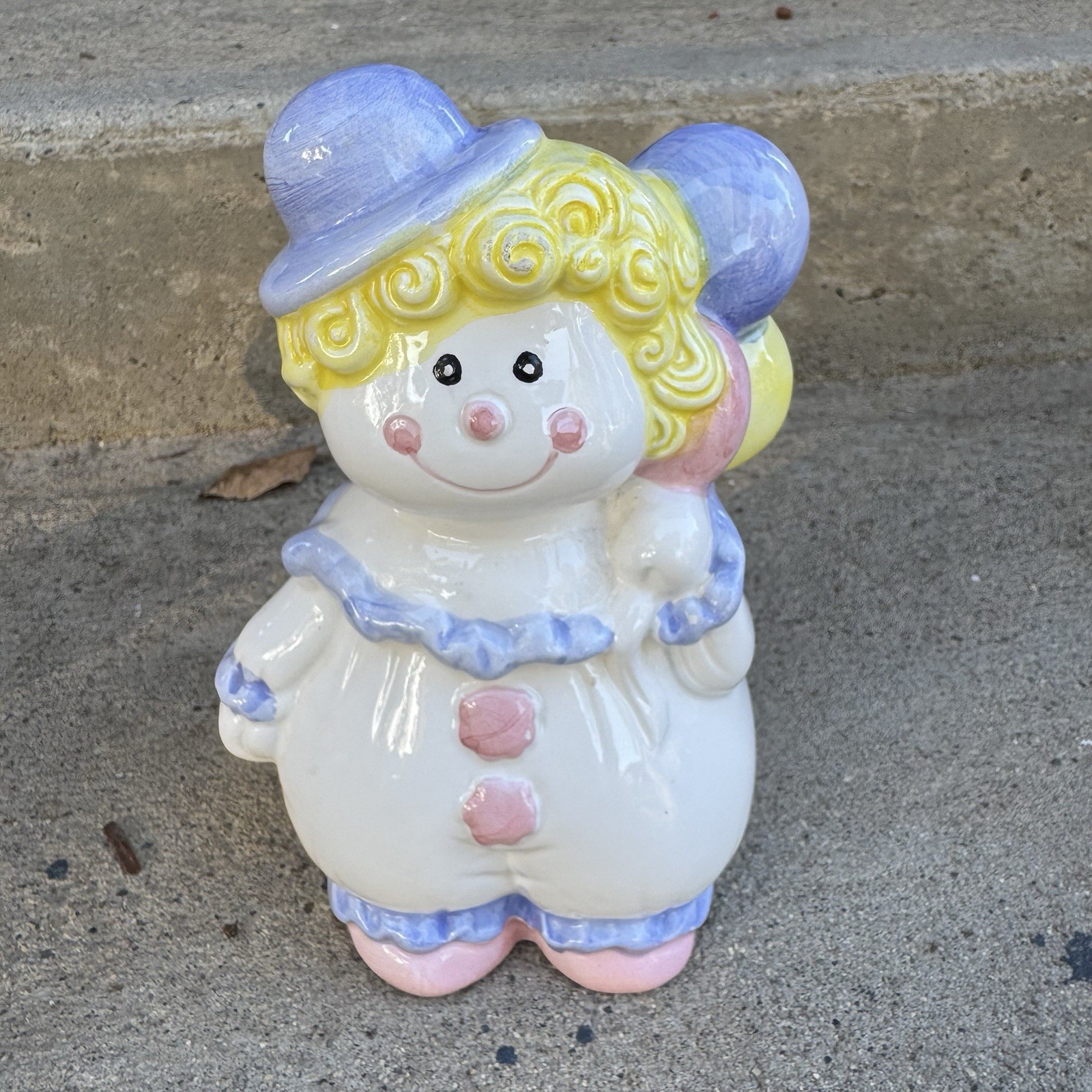 VTG Small Clown Piggy Bank Ceramic Whimsical Circus Decor