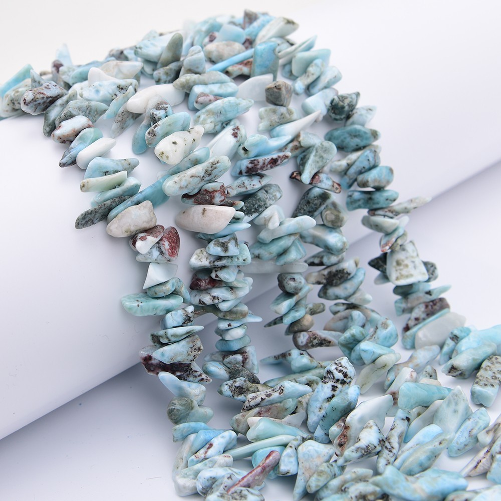 Natural Blue Larimar Gems Top Drilled Freeform Tooth Loose Beads 15.5'' Jewelry