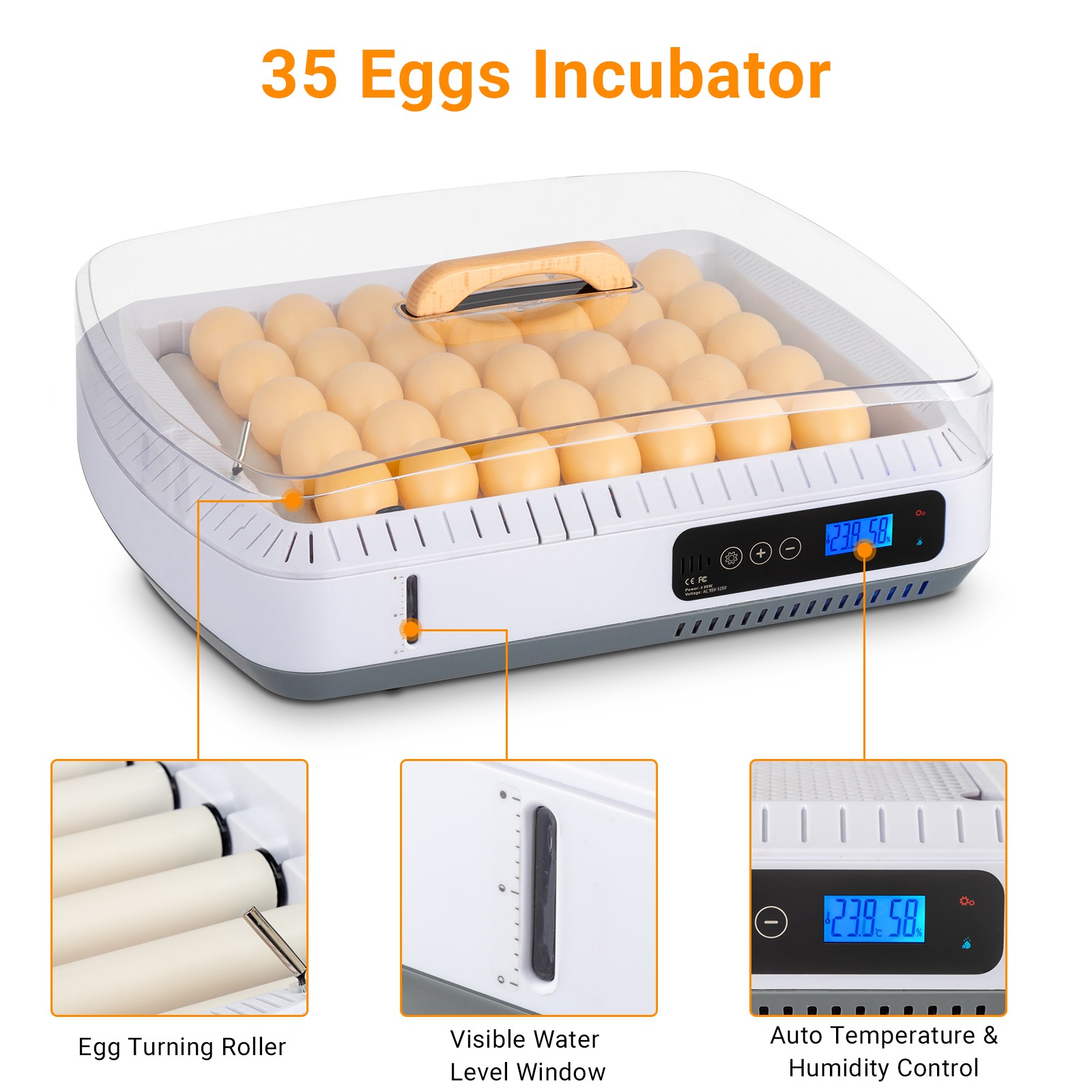 35 Egg Incubator with Automatic Egg Turning and Humidity Control Incubator fo...