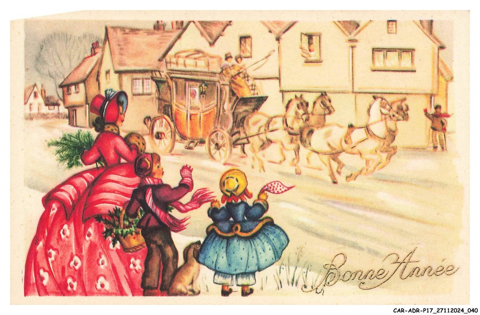 CAR-ADRP17-0936-CELEBRATION - Happy New Year - Family In The Snow And Sleigh