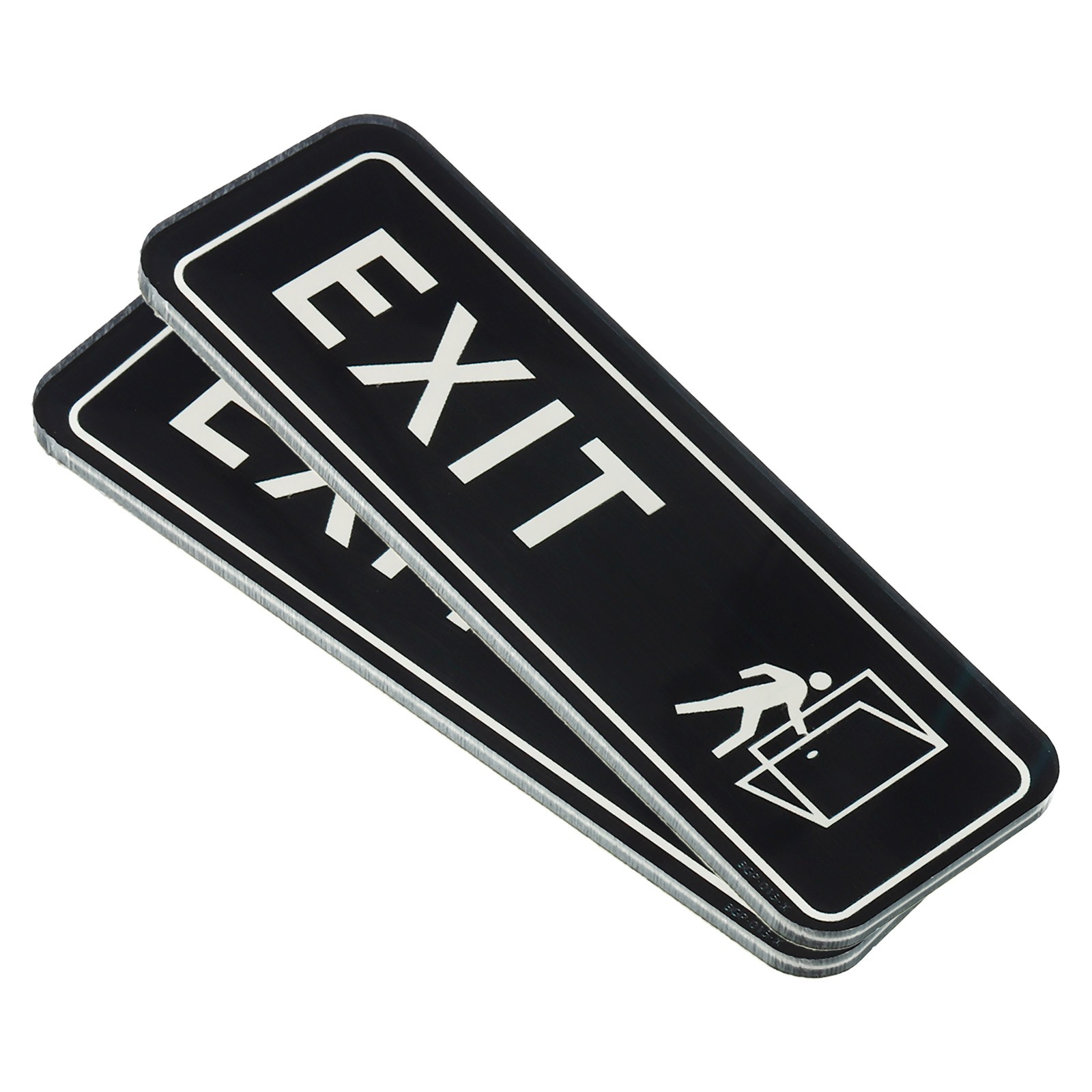 EXIT sign, 2pcs acrylic 6"x2" sticker sign holder mounting strips, black