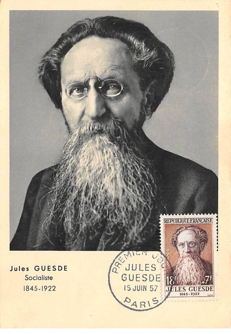 Maximum Card - FRANCE - COR12618 - 06/15/1957 - Jules Guesde - Paris Cachet -