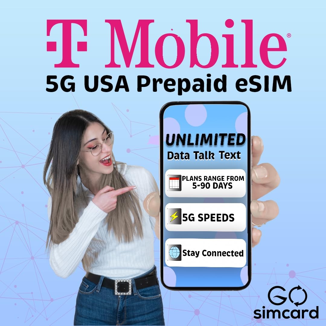 T-Mobile eSIM USA 25 Day 5G 4G LTE Unlimited Data Calls Texts Prepaid eSIM