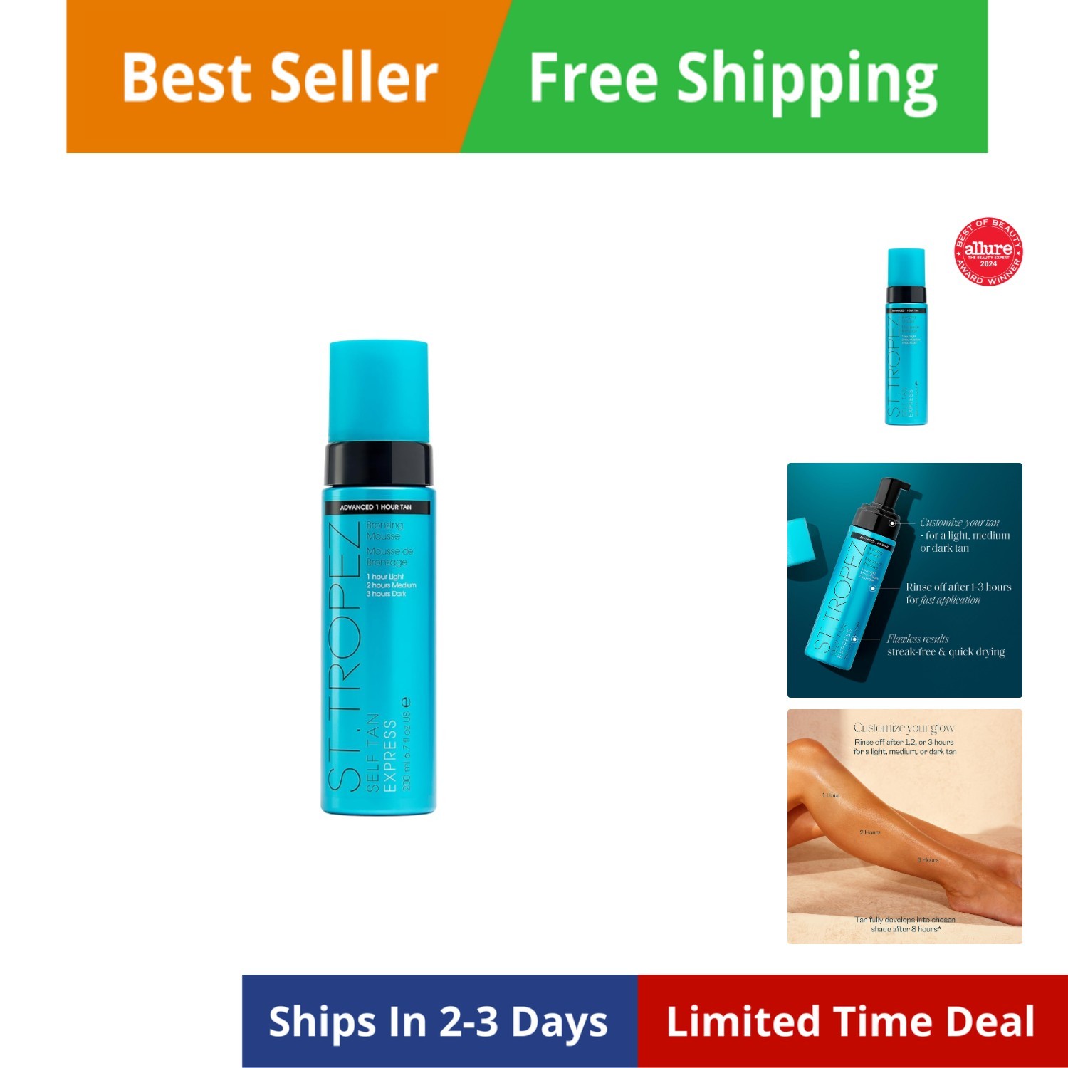 St.Tropez Self Tan Express Mousse, Fast Acting Fake Tan, Develops in 1-3 Hour...