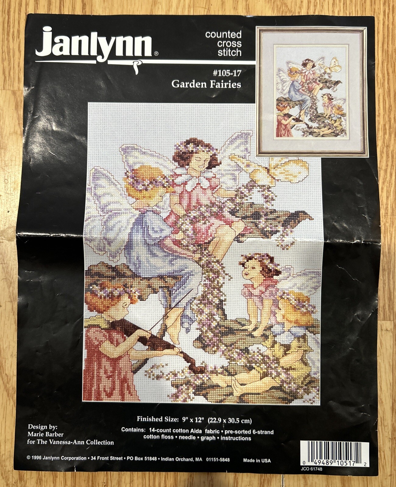Janlynn Garden Fairies Cross Stitch Kit Fantasy #105-17 Partially Complete 9x12”