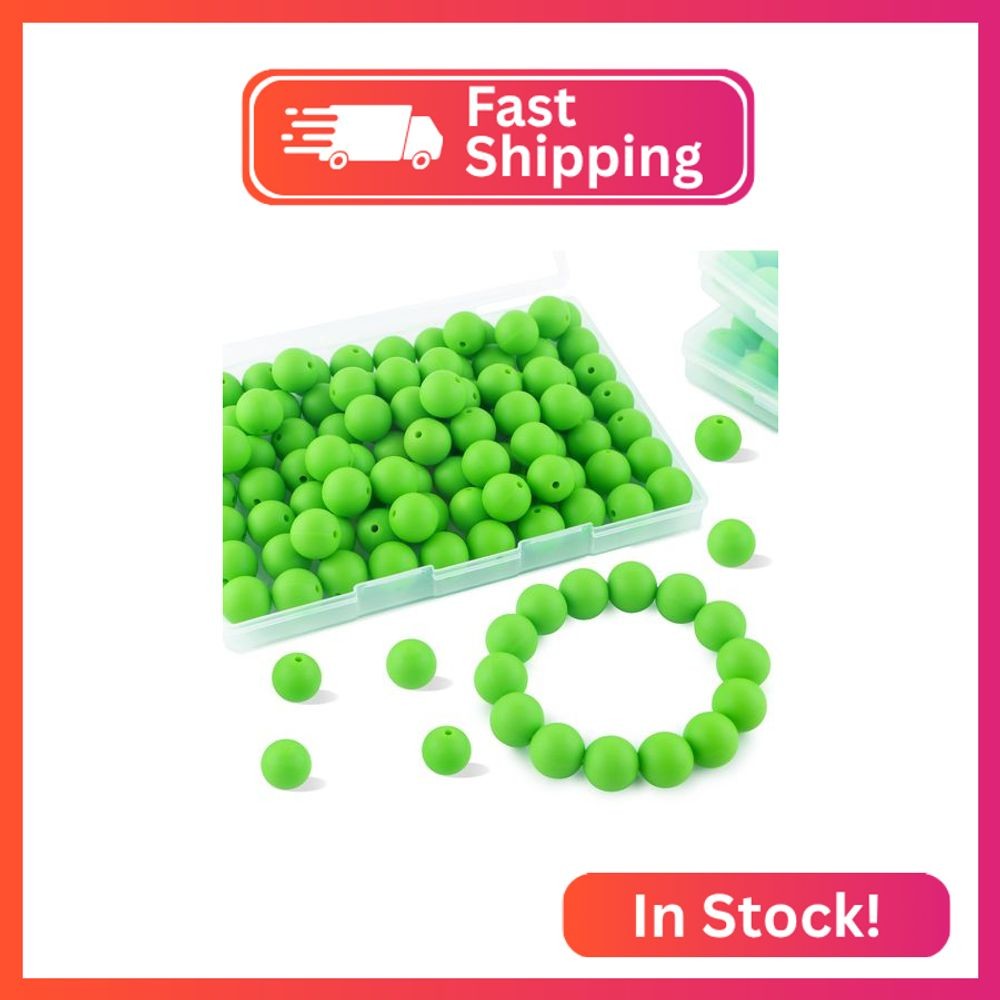 Sunrony 70pcs Silicone Beads for Keychain Making Necklace, Bulk Round 15mm Silic