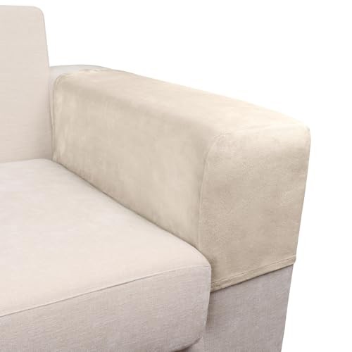 Couch Arm Covers 2 Pcs Sofa Armrest Covers Stretch 2PC Armrest Cover Cream