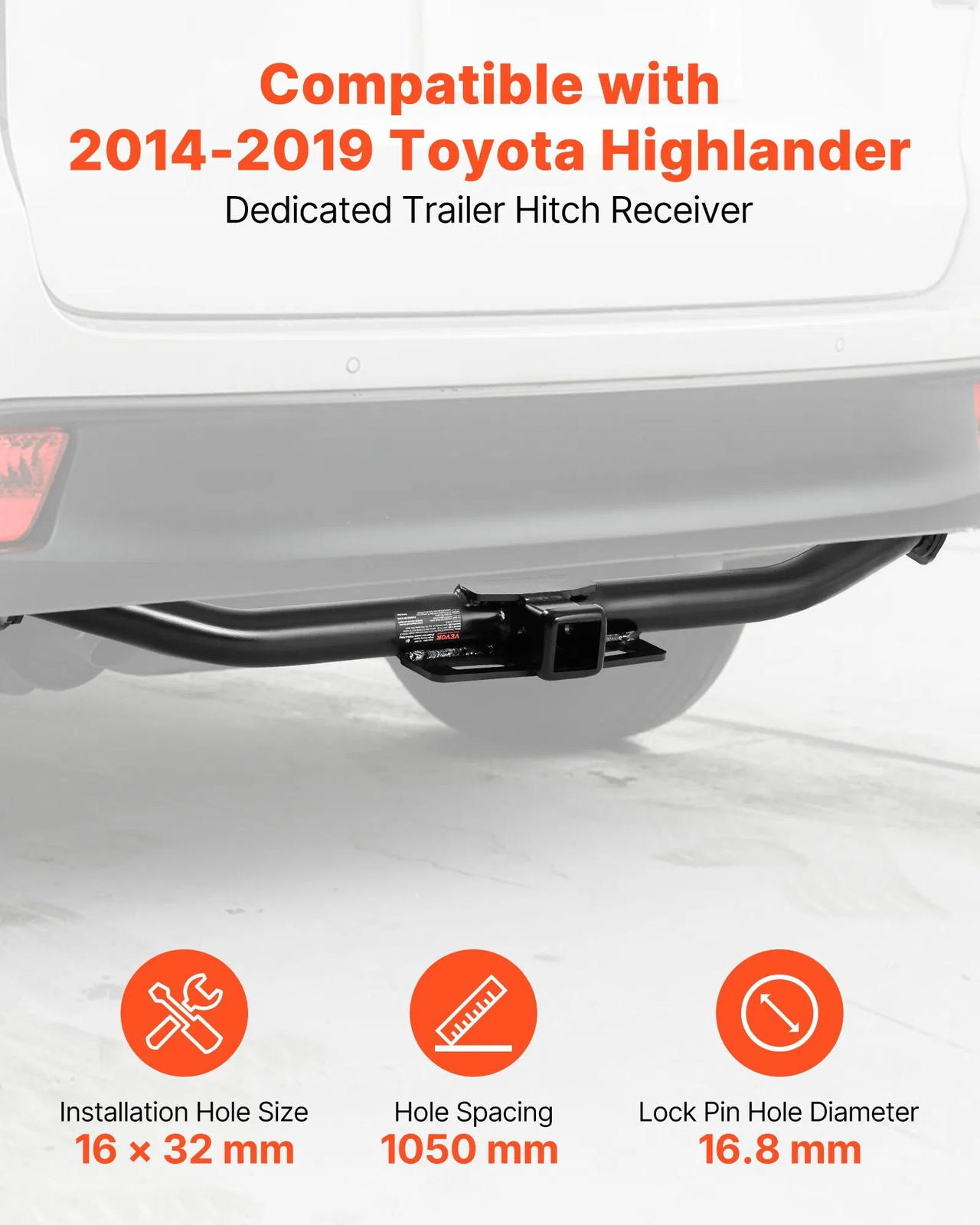 Class 3 Trailer Hitch, 2-Inch Receiver, Compatible with 2014-2019 Toyota Highlan