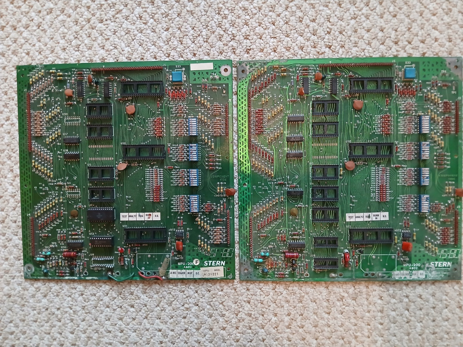 Stern Electronics Pinball PCB's - 2 x MPU-200