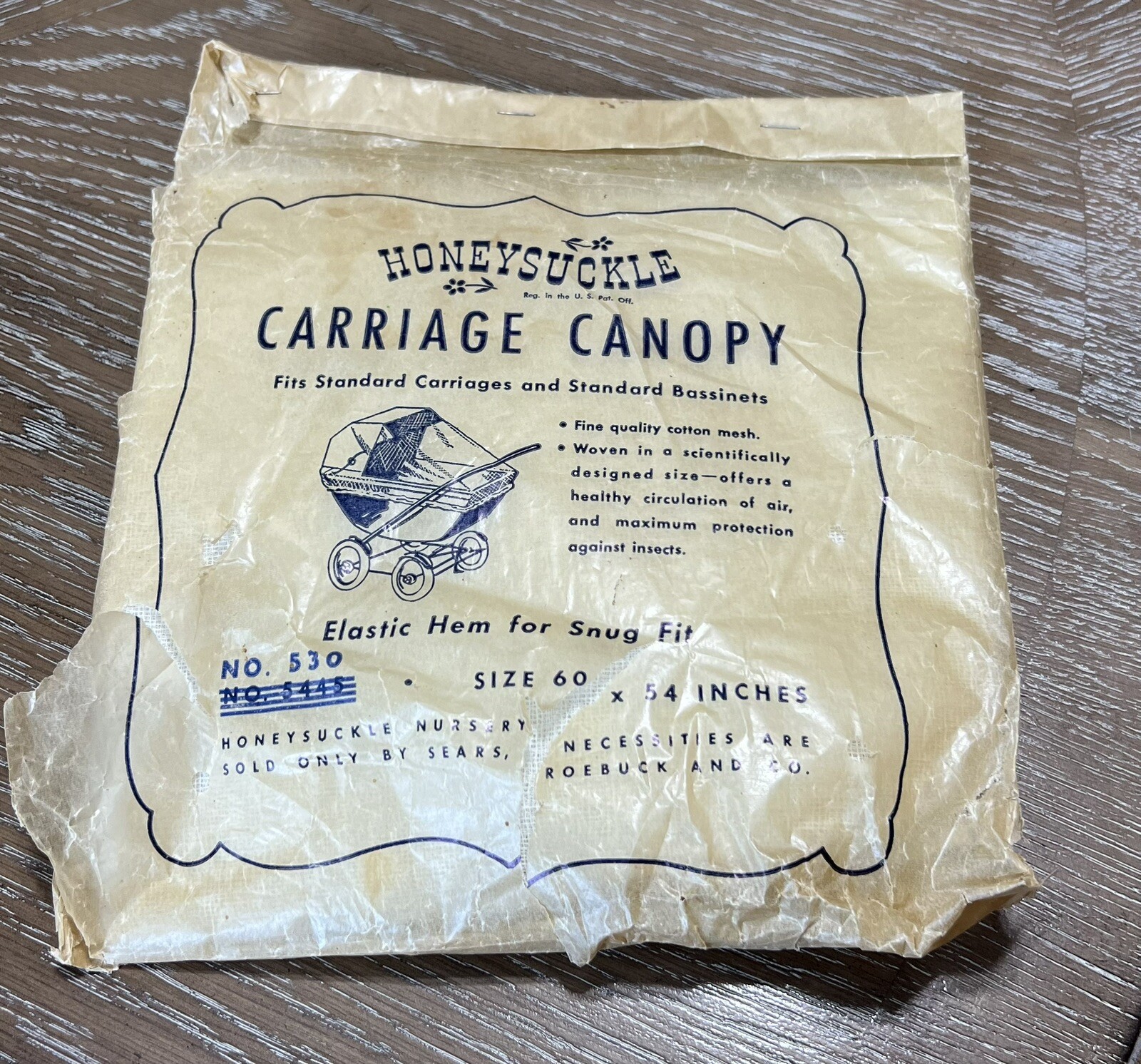 VINTAGE ORIGIAL PACKAGE HONEYSUCKLE CARRIAGE BASSINET CANOPY