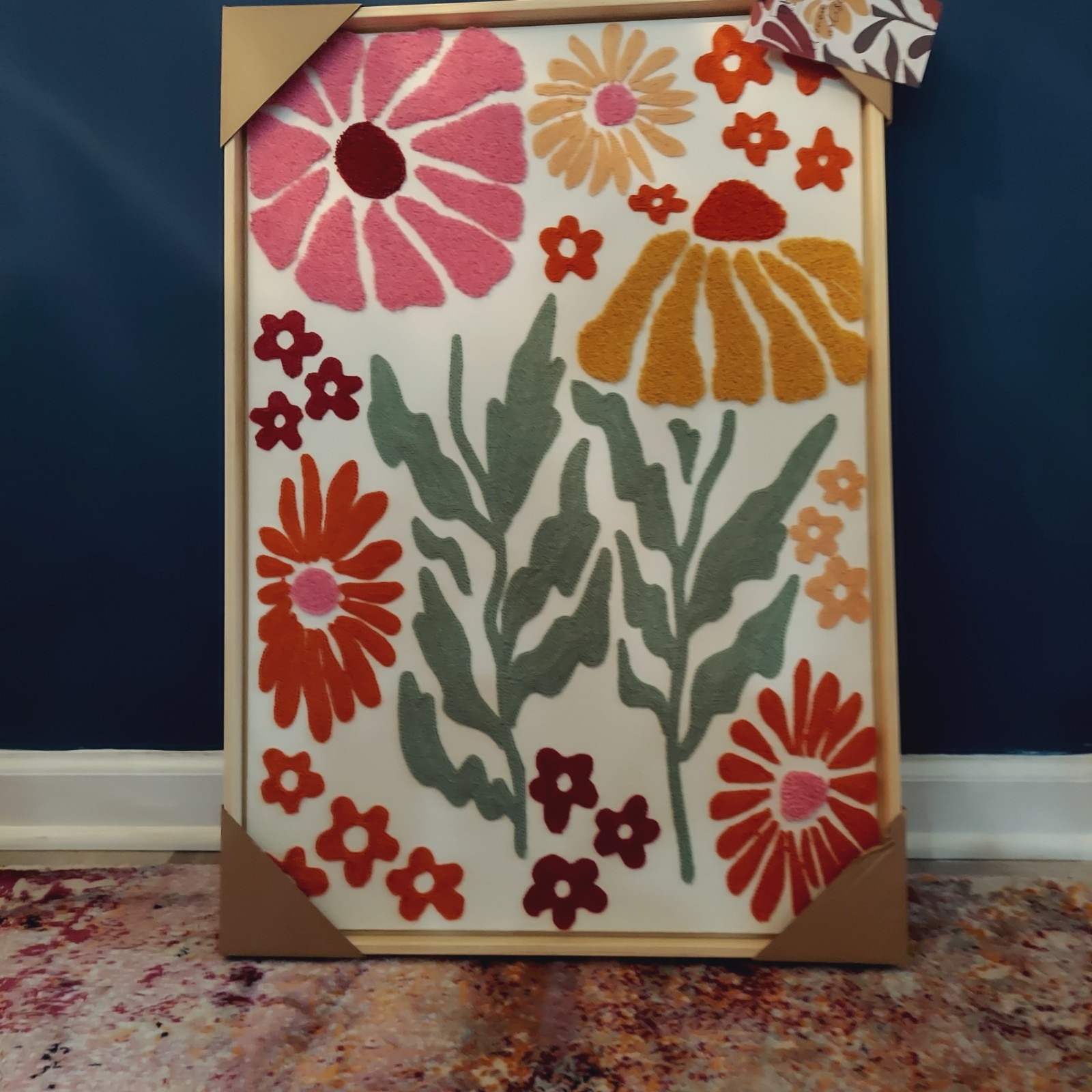 NIP 18" X 26" BP Home Embroidered Woven Wall Art Flowers