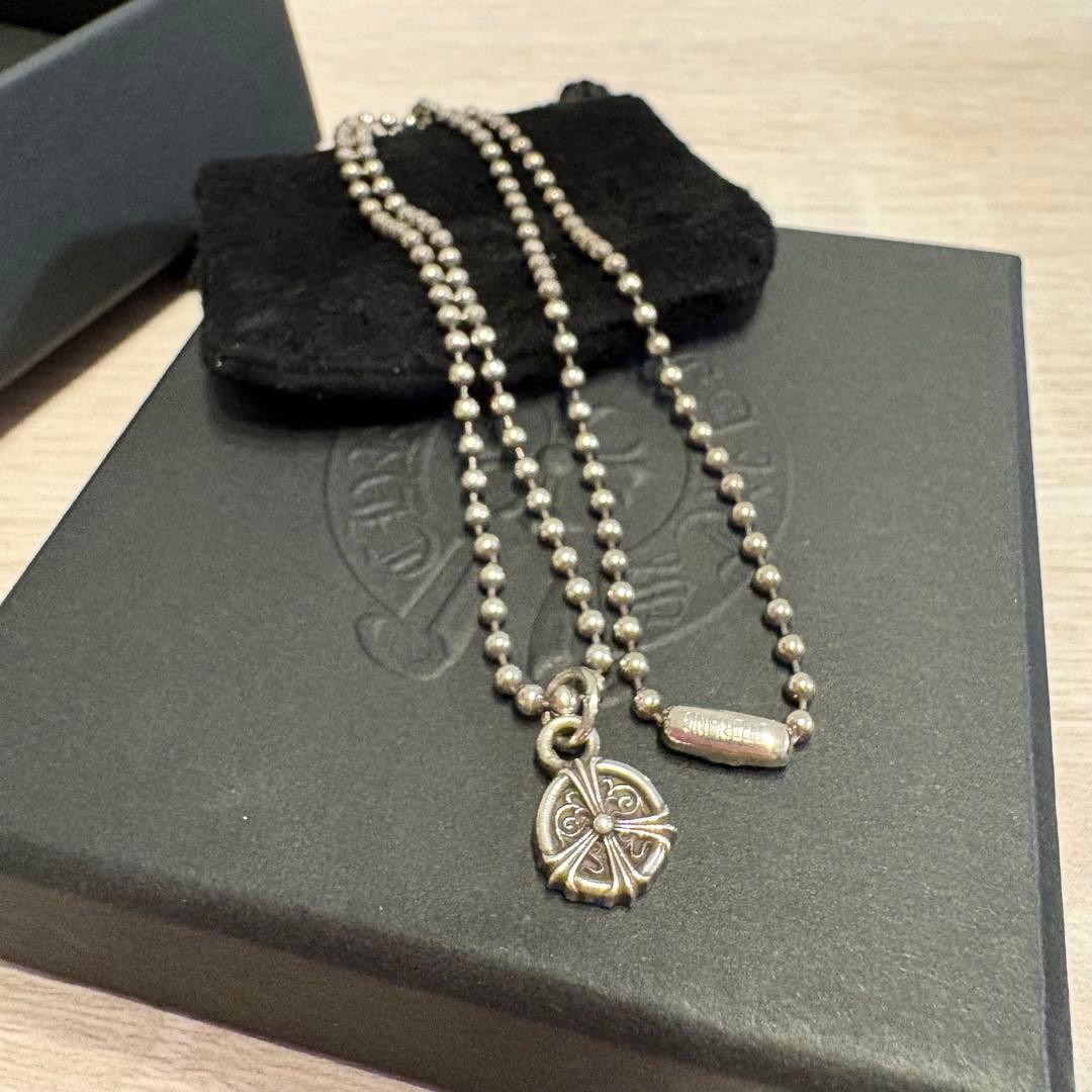 Chrome Hearts Peace Sign Charm Ball Chain Necklace Set