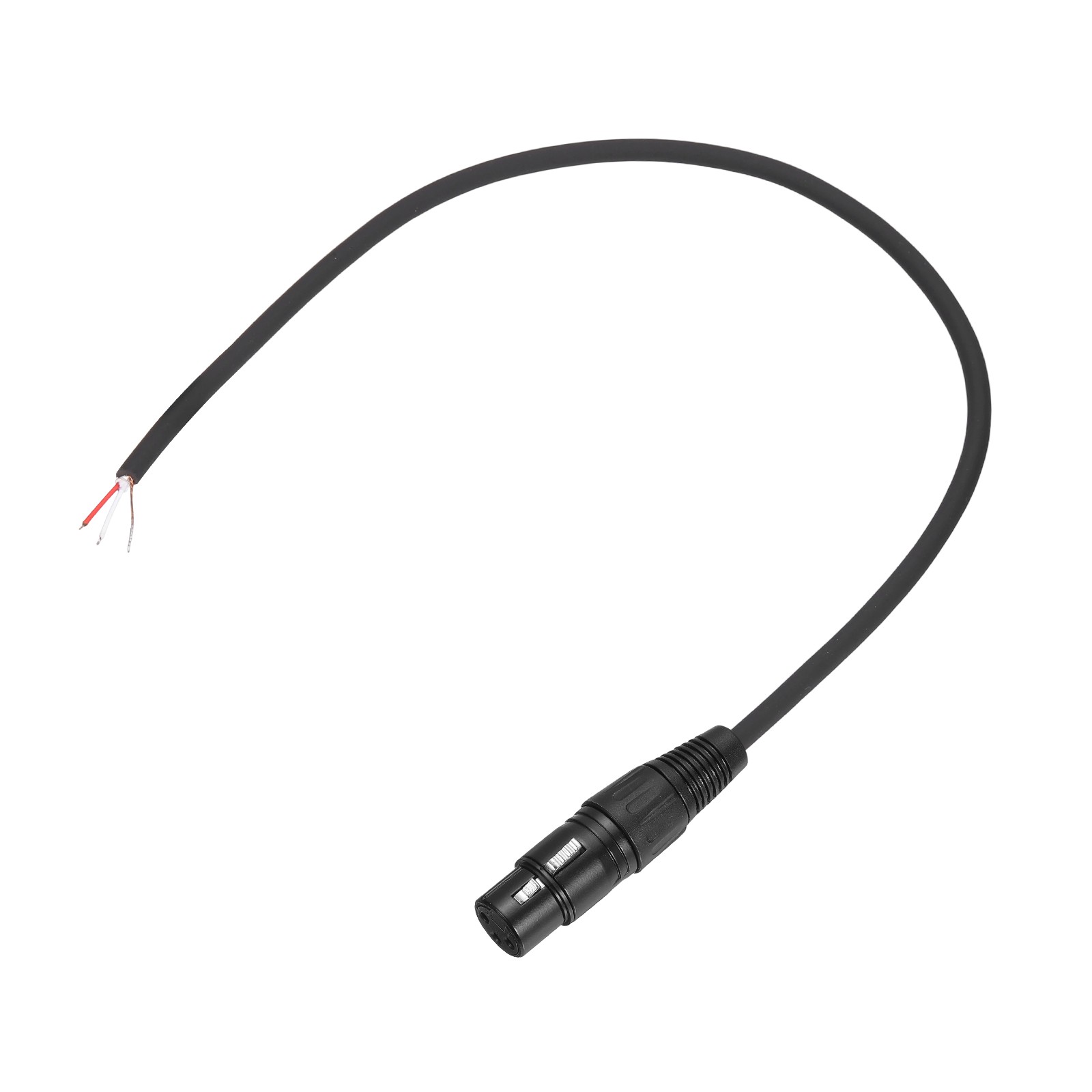 2feet XLR Microphone Open End Cable, 3Pin Female Cable Pigtail Bare Wire, Black