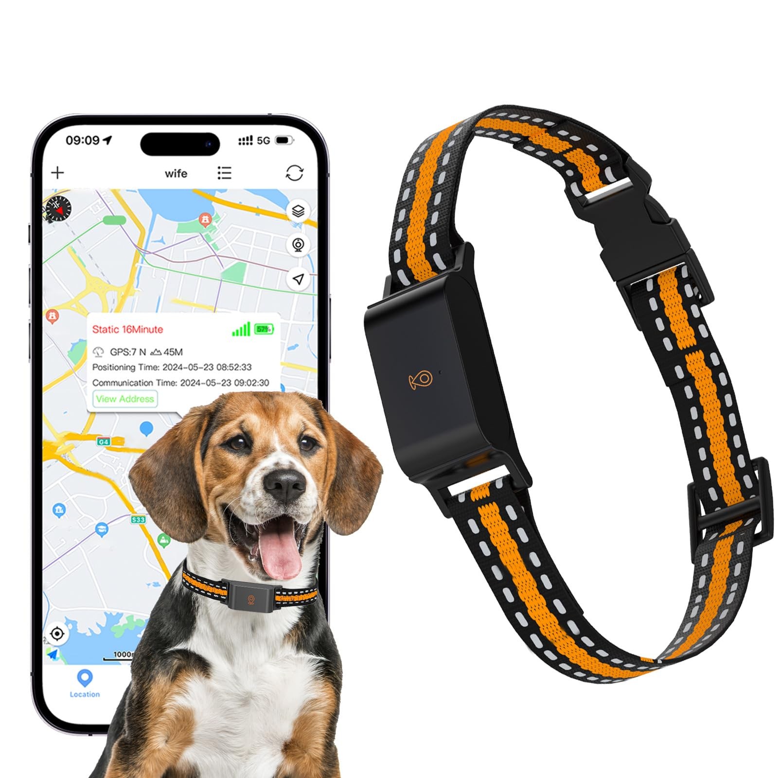 Dog GPS Tracker, Live Pet Tracker with Virtual Fence, Waterproof Anti-Lost Re...