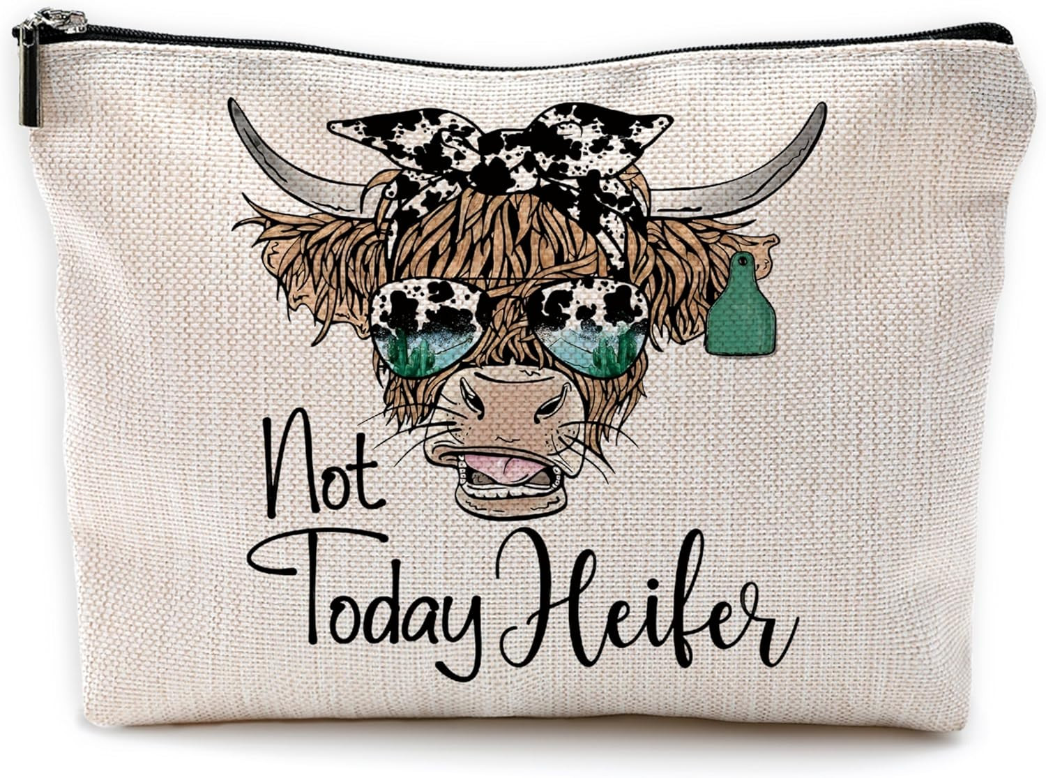 Western Makeup Bag - Cow Print Cosmetic Bag for Women, Back to School Supplies, 